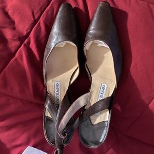 Manolo Blahnik Classic Brown Slingbacks Sz 8.5-9